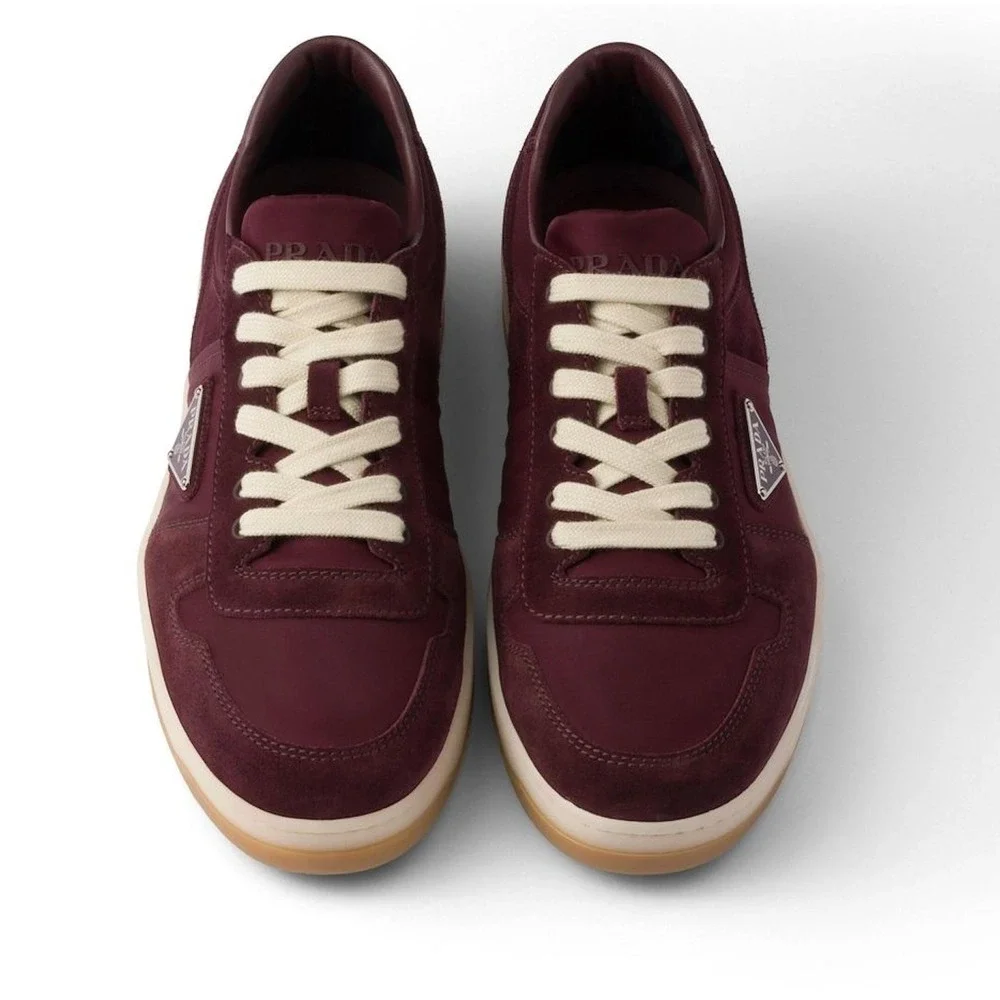 Prada‎ Milano 2EE364 Men Dark Red Suede Fabric Downtown Sneakers shoes UK 9.5